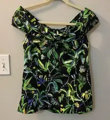 Jason Wu Collection multi tropical print sleeveless off shoulder top size 2