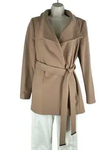 Ted Baker Rytaa Wool Blend Wrap Coat Belt Tie Camel Brown Size 4/ US 10