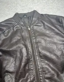 Italia Bomber Jacket Mens 2XL Faux Leather Made In Italy‎ AC Lined Wings Crest