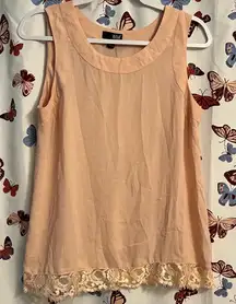 a.n.a Light Peach Sleeveless Blouse with Lace Trim