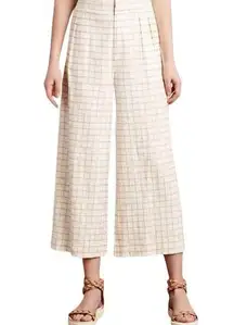 Anthropologie Elevenses Linen Wide Leg High Rise Cullote Pants size 4