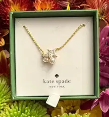 Kate Spade Victoria Cluster Pendant Gold Necklace  Pearl Accents New Size 16”