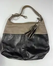 Brighton Shoulder Bag Hobo Two Tone Leather Tassel Charm‎ Designer Purse