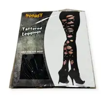 new Spirit Halloween 𖤍 Tattered Spandex Leggings 𖤍 Black 𖤍 One Size Fits Most
