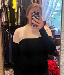 Mock neck Black and cream Sweater
