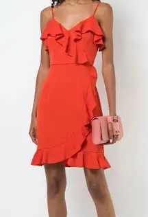 Trina Turk  Reese Dress Poppy Red Ruffles Sleeveless Size 4