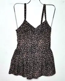 Vintage Sun Streak by Newport News Leopard Print Swim Dress Skirted Swimsuit