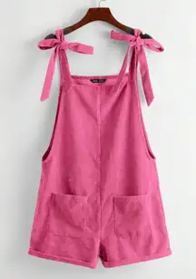 Shein EZwear Knot Shoulder Patch Pocket Overall Romper