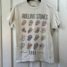 The Rolling Stones  Distressed Graphic Logo T Shirt - Size Small/Medium - HOLES