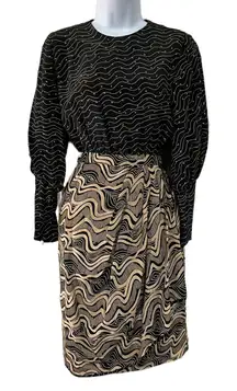 VTG 80s Stanley Platos Size 8 Dress Martin Ross Silk Long Sleeve Draped Front