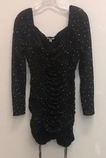 110. Bar III Black Long Sleeve Ruched Dress with star Accents size XL