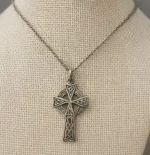 Vintage Sterling Silver Celtic Cross Pendant 925 Irish Knotwork Pendant Unisex