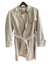 Worthington Women's Ivory Trench Coat Size S Double-Breasted Belted‎