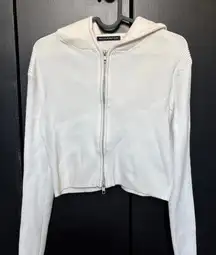 Brandy White knit Zip-Up Hoodie