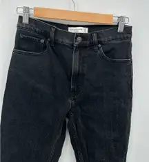 Abercrombie Womens The Skinny High Rise Denim Jeans Size 25 Black Ankle Slit