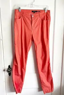 Lafayette 148 New York Orange Mercer Skinny Ankle Pants Slacks Peach Rose Size 6