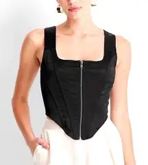 NWT Future Collective Women's 16W/18W Black Satin Zip-Front Bustier Corset Top