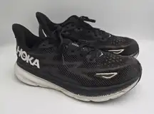 HOKA Clifton 9 Women’s 9.5D Wide Black Running Shoes Lightweight Comfort Road