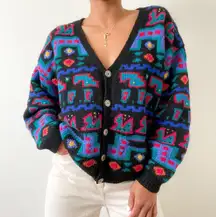 Multi-Print Wool Cardigan