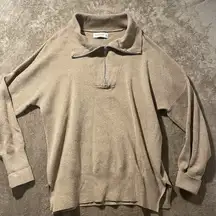 Abercrombie & Fitch Soft A&F Sweater Womens Sz S/M Oversized Half Zip Tan Shirt