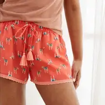 Aerie Satin Camel Print PJ Drawstring Shorts (XS)