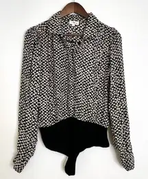 LPA Floral Blouse Bodysuit Black Size‎ M
