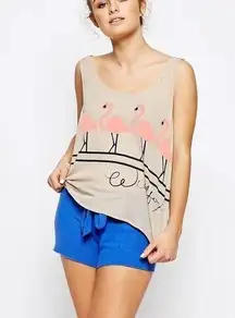 Wildfox Dancing Flamingo Graphic Tank Top