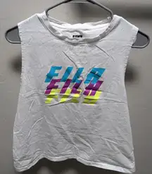 FILA Logo Set of 2 Neon Tank Top and Crop Shirt Womens XL