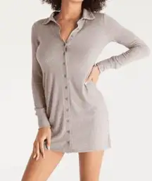 Zeda Rib Sweater Button Up Dress