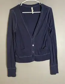 Aeropostale Blue Navy Button Up Pocket Cardigan Size Large