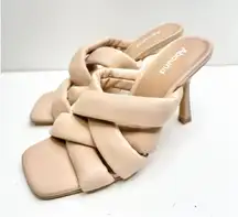 Abound Sandals‎ Womens Size 6 Nude Open Square Toe Woven Stiletto Heels