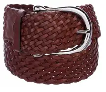 Michael Kors Dark Brown Genuine Braided Woven Leather Wide Western Charm Belt M