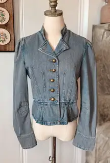 Vintage 90s Denim Steampunk Battalion Style Jacket