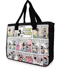 Disney  Mickey Minnie Mouse Comic Strip Zipper Tote Travel Overnight Large Bag