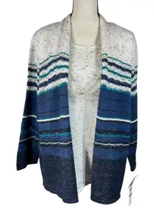 Alfred Dunner X-Large Sweater Striped 3/4 Sleeve Necklace Stretch 1-Piece Multi