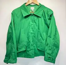 Chico’s Emerald Green Lined Long Sleeve Snap front Windbreaker Jacket w Pockets
