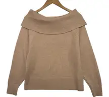 Paige Revolve Sweater Womens Large Tan Camel Off Shoulder Foldover Wool Pullover