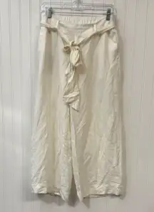 A New Day Ivory Cream Linen Blend Wide Leg Pants Size M