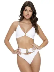 New. Pilyq water lily high waist ring bikini bottom. Small. Retails $80