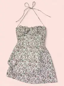 Princess Polly Women’s Acer Floral Mini Dress White Pink size 4 Halter Coquette