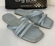 City Chic Sandals Women's 10 Light Blue Delia Slides Strappy Summer New in Box