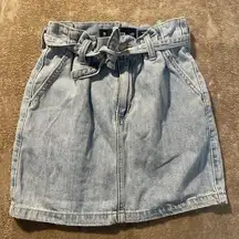 Hollister Skirt Juniors Size 00 W23 Paper Bag Blue Denim Ultra High-Rise Mini