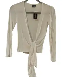 NEELY White  Cardigan Style Tie Waist Sweater XS
