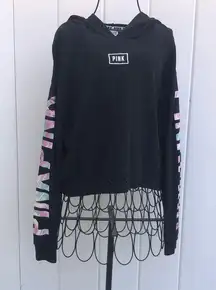 Pink Victoria’s Secret hoodie tie dye y2k black size medium sweatshirt cinch​​
