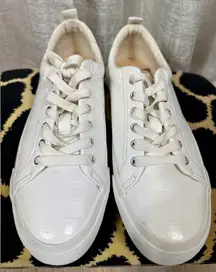 ZARA White Croc-Embossed Low Top Sneakers Women’s Size 40 (US 9.5) Faux Leather