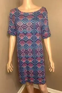 TORI RICHARD Honolulu Summer Short-Sleeve Shell Design Dress Small