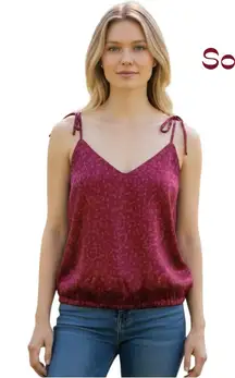 Socialite Burgundy Pink Satin Cropped Camisole NWT Size L