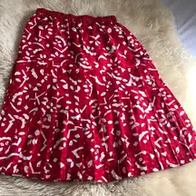 Red and white silk skirt size 4