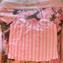 y2k victoria’s secret angel bombshell silk pink striped tank
