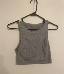 Workout Top Target Tank Cropped Grey Cutout